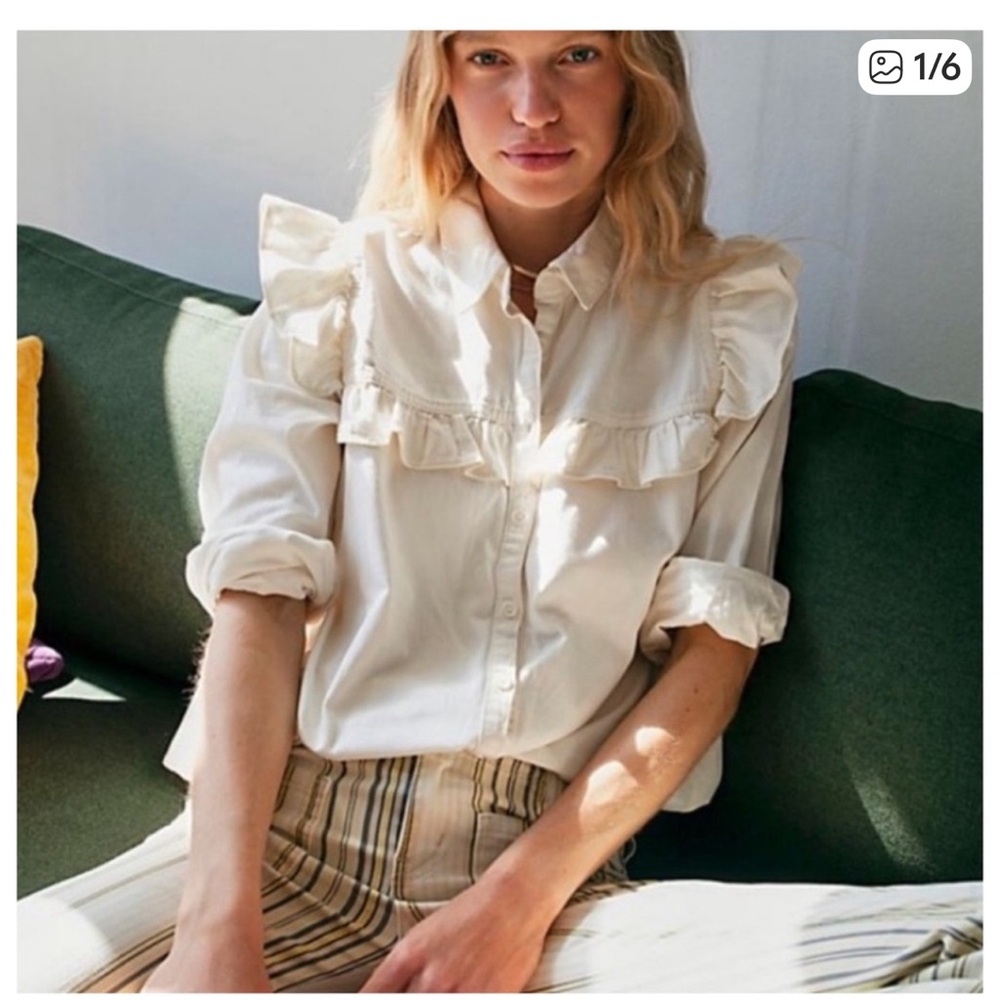 NWT Free People Samantha Ruffle Shirt